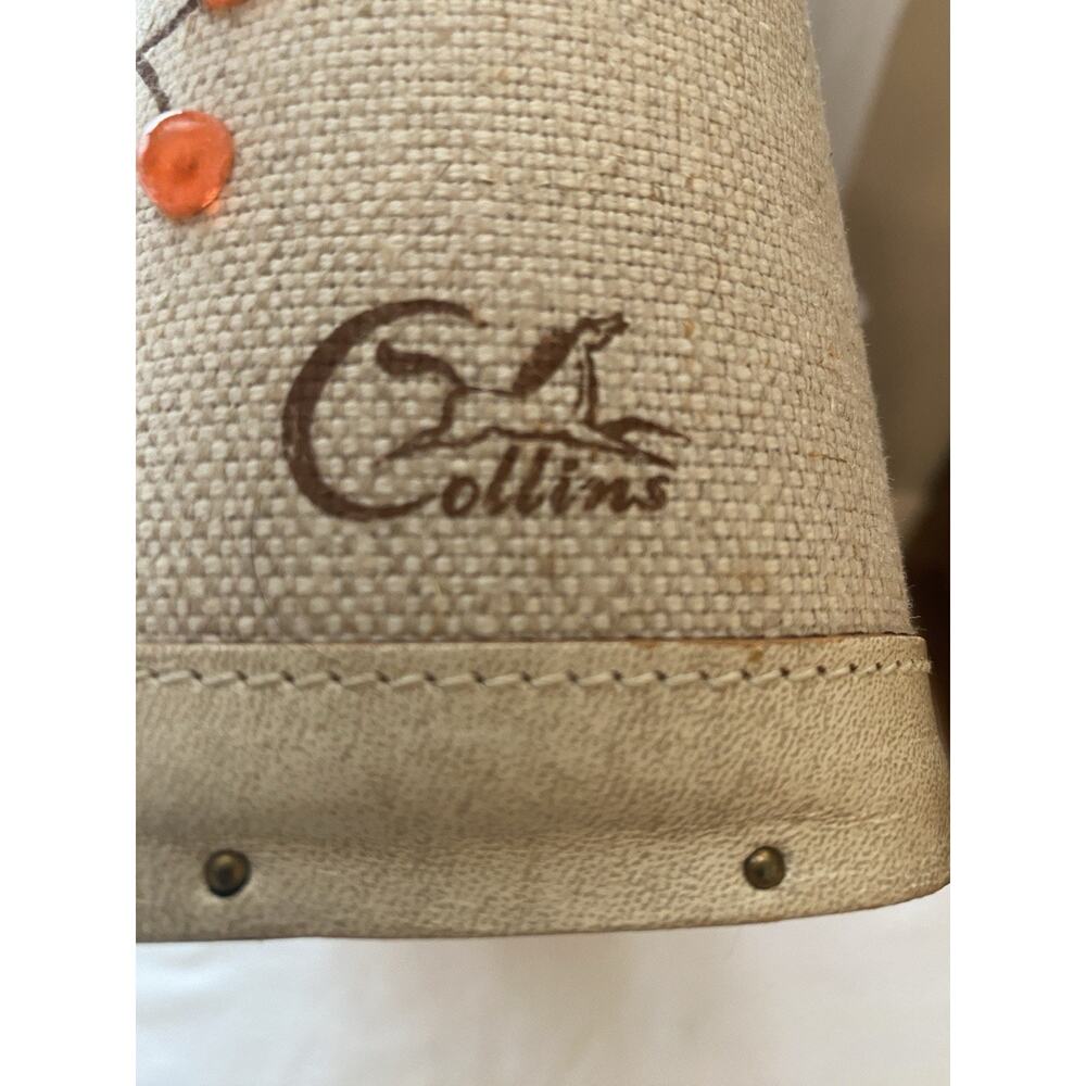 VTG Collin MCM Purse Handbag Flower Canvas Blossoms-Bright Wood Bottom READ - Picture 9 of 16